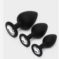 3PC JEWELED PLUG SET BLACK